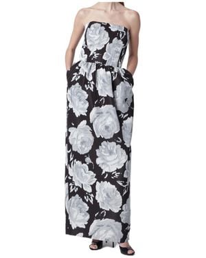 Patou Floral Strapless Dress - White