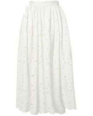 Erdem Gathered Cotton-Blend Midi Skirt - White