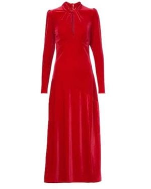 Ganni Long-Sleeved Maxi Dress - Red