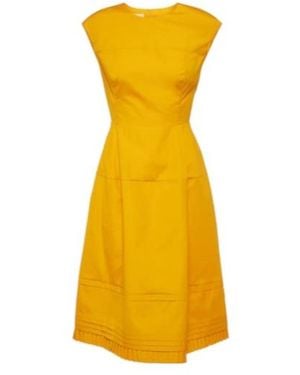 Marni Pleated Cotton Midi Dress - Yellow
