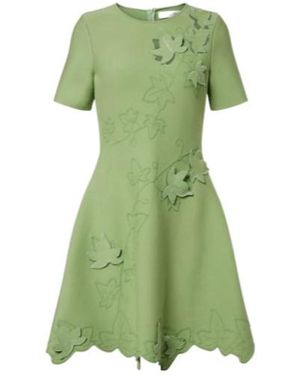 Oscar de la Renta Ivy Cutout Embroidered Minidress - Green