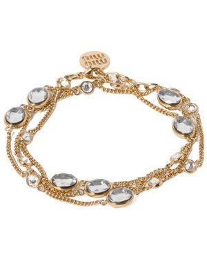 Miu Miu Metal Bracelet With Crystals - Metallic