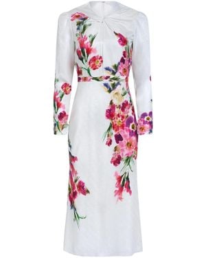 Saloni Floral Print Dress - White