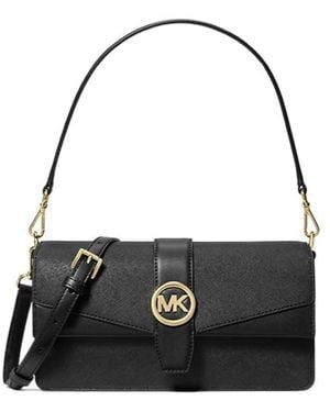 Michael Kors Greenwich Medium Saffiano Leather Shoulder Bag - Black