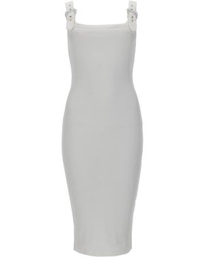 Versace Jeans Couture Couture Buckled Strap Bodycon Dress - White