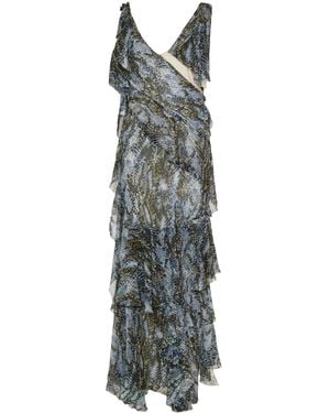Christopher Esber Unravelled Cut-Out Ruffled Dress - Grey