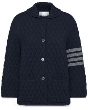 Thom Browne 4 Bar Stripes Quilted Jacket - Blue