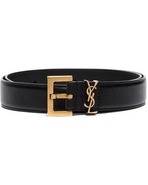 Saint Laurent Leather Belt - White