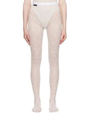 Marine Serre Recycled Mesh Flock Tights - White