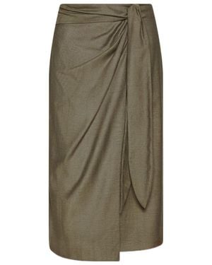 Marella Twill Wrap Skirt - Green