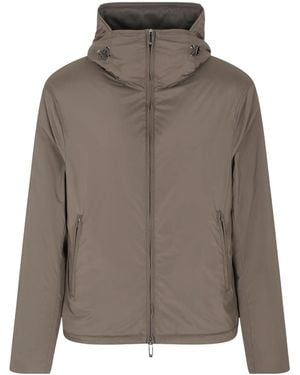 Emporio Armani Long Sleeved Hooded Jacket - Brown