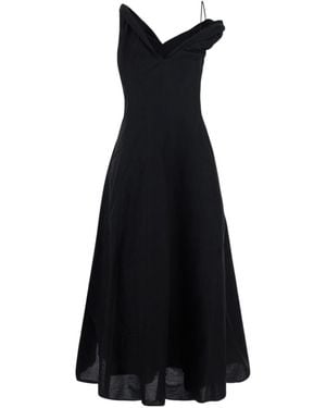 Rohe Asymmetric Sweetheart Midi Dress - Black
