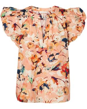 Ulla Johnson Floral Cotton Top - Orange