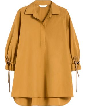 Max Mara Cotton Poplin Drawstring Blouse - Yellow
