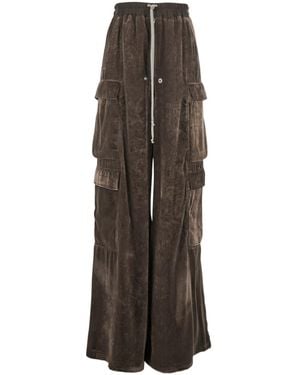 Rick Owens Viscose Silk Straight Leg Trousers - Brown