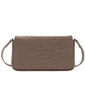 Brunello Cucinelli Monili-Embellished Flap Crossbody Bag - Brown