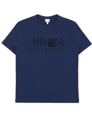 Armani Collezioni Logo Printed T-Shirt - Blue