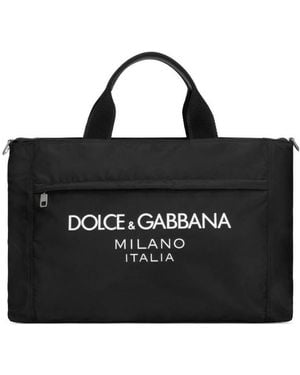 Dolce & Gabbana Logo Printed Zipped Travel Bag - Black