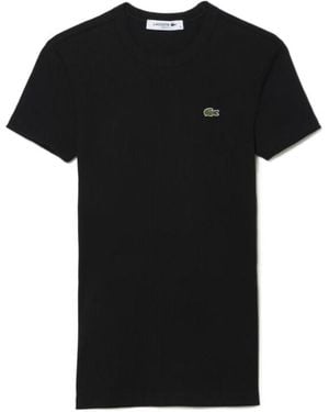 Lacoste Logo Patch Slim-Fit Ribbed T-Shirt - Black