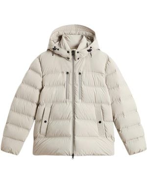 Woolrich Zipped Hooded Puffer Jacket - Natural