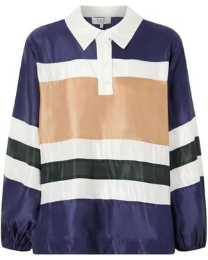 Sea Juliet Striped Satin Polo Shirt - Blue