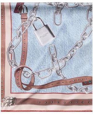 Acne Studios Chain-Print Scarf - Blue