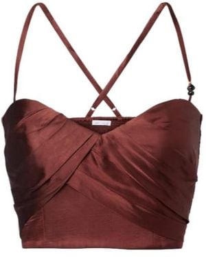 Poupette Palmire Satin Crop Top - Red