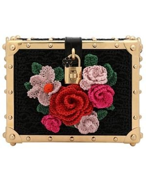Dolce & Gabbana Dolce Box Crochet Shoulder Bag - Black