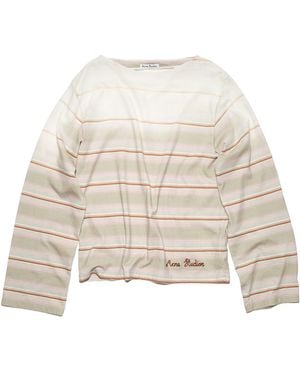 Acne Studios Striped Logo-Embroidered Sweatshirt - Natural