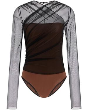 Nensi Dojaka Rene Tulle Bodysuit - Brown