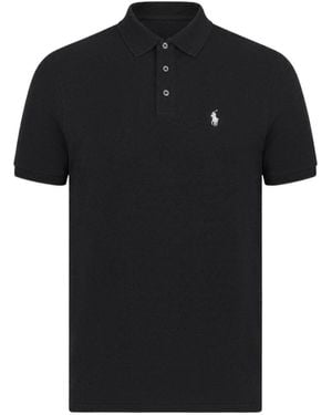 Polo Ralph Lauren Logo-Embroidered Piqué Stretch-Cotton Polo Shirt - Black