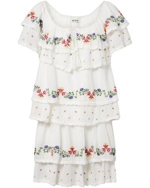 RIXO London Leilani Embroidered Cotton Minidress - White