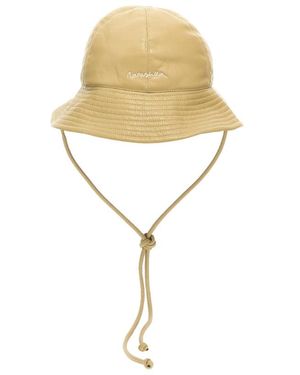 Nanushka Logo-Embroidered Faux-Leather Bucket Hat - Metallic