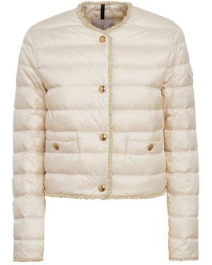 Moncler Fleurs Bouclé Nylon Down Jacket - Natural
