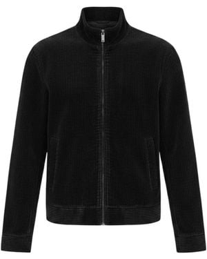 Emporio Armani Ribbed-Knit Zip-Up Jacket - Black