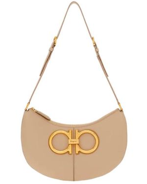 Ferragamo Ferragamo Maxi Gancio Shoulder Bag - White