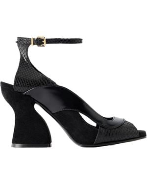 Zimmermann Python-Effect Leather And Suede Sandals - Black