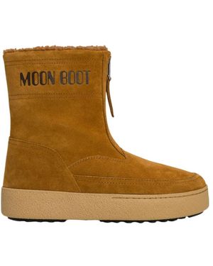 Moon Boot Zip-Front Suede Boots - Brown