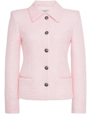 Alessandra Rich Check Pattern Embellished Tweed Blazer - Pink