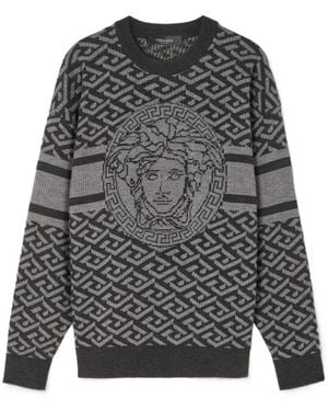 Versace La Greca Medusa Jacquard Jumper - Grey