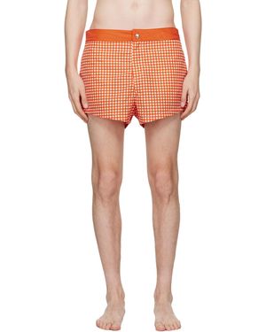 Jean Paul Gaultier Plaid Swim Trunks - Orange