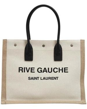 Saint Laurent Logo Printed Tote Bag - Natural