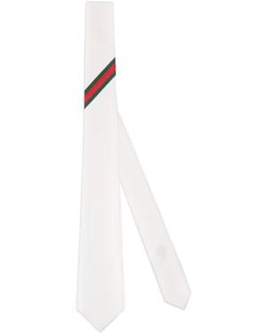 Gucci Web Silk Jacquard Tie - White