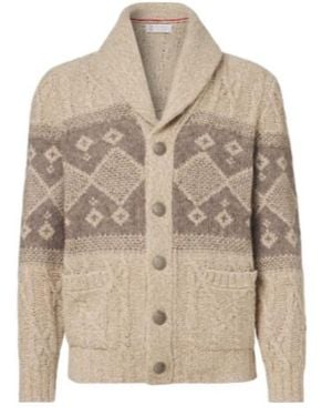 Brunello Cucinelli Jacquard Cardigan - Natural