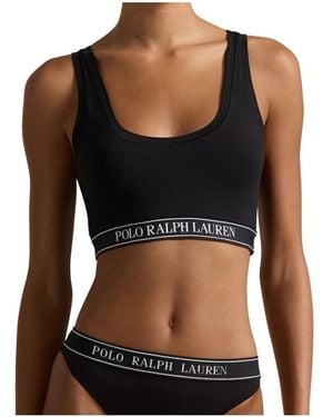 Polo Ralph Lauren Striped Round-Neck Bra - Black