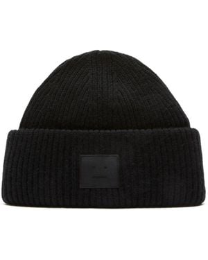 Acne Studios Large Face Logo Beanie - Black