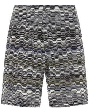 Missoni Zigzag Knitted Bermuda Shorts - Grey