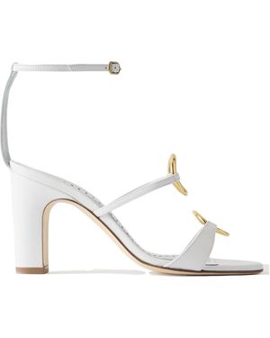 Manolo Blahnik Hisfahan 90 Leather Sandals - White