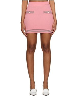 Pushbutton Button-Decorated Mini Skirt - Pink