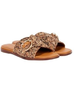 Robert Clergerie Irme Raffia Slides - Brown